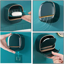 1Pc Wall Mounted Soap Holder With Drain Tray | Stylish Soap Dish Holder Waterproof For Kitchen and Bathroom