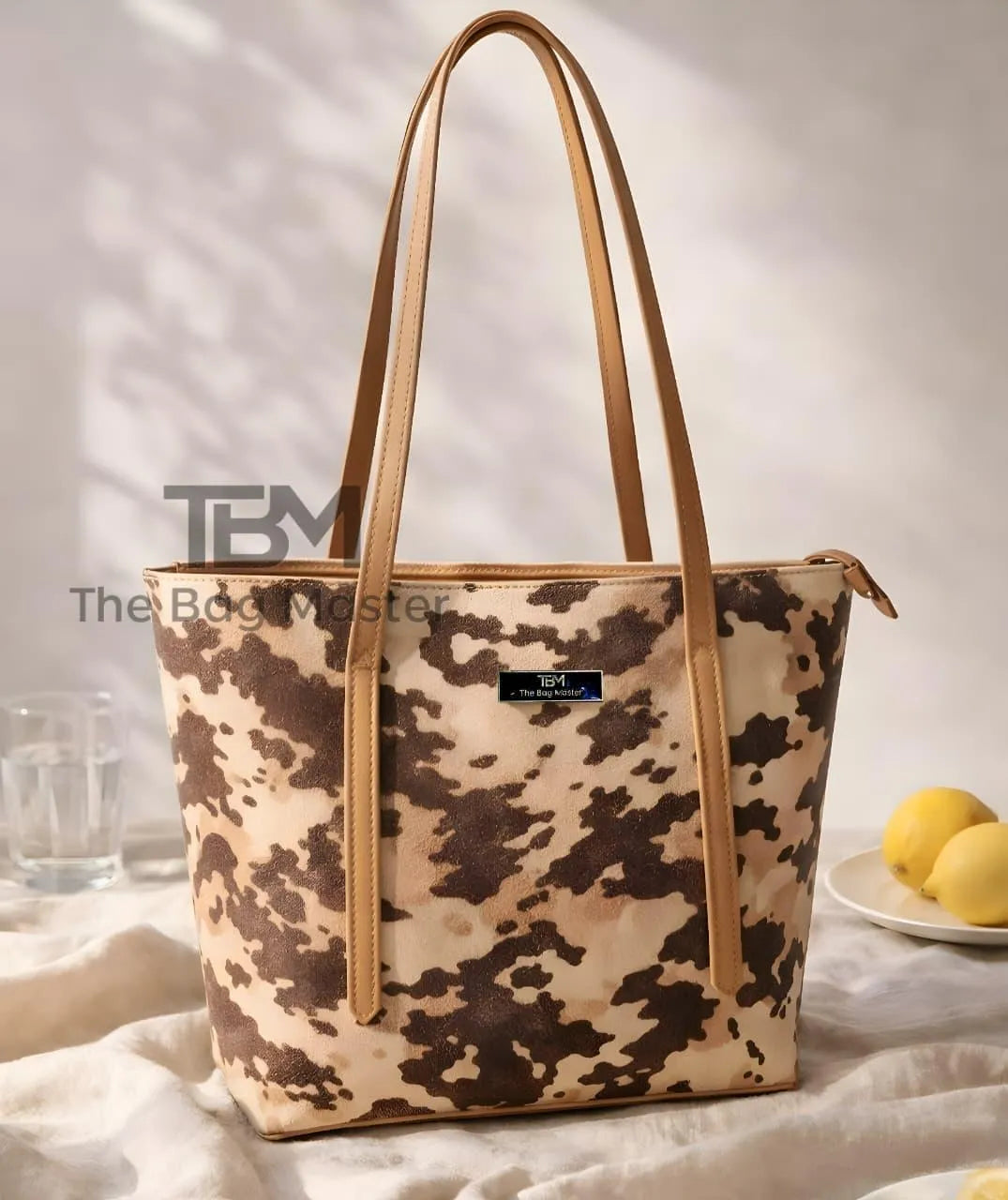 Saveยท 38 Cow Print Tote Bag Brown Beige Women's Carryall