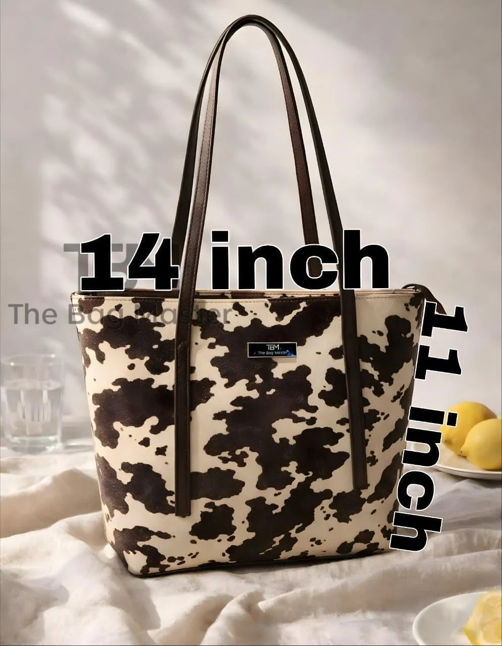 Saveยท 38 Cow Print Tote Bag Brown Beige Women's Carryall