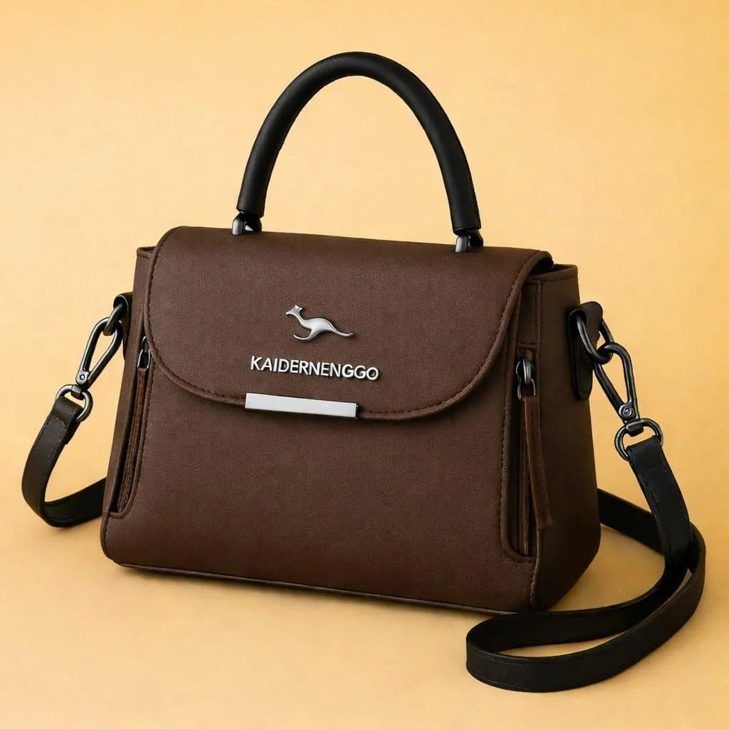 Women's Green Leather Shoulder Bag with Top Handle
