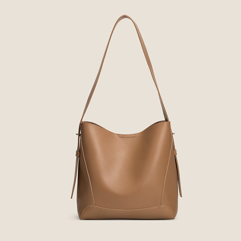 Creamy White Retro Bucket Bag for Girls School Commute