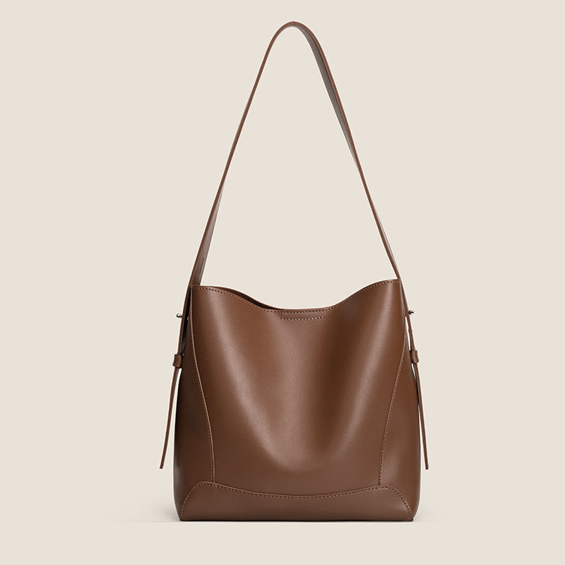 Creamy White Retro Bucket Bag for Girls School Commute