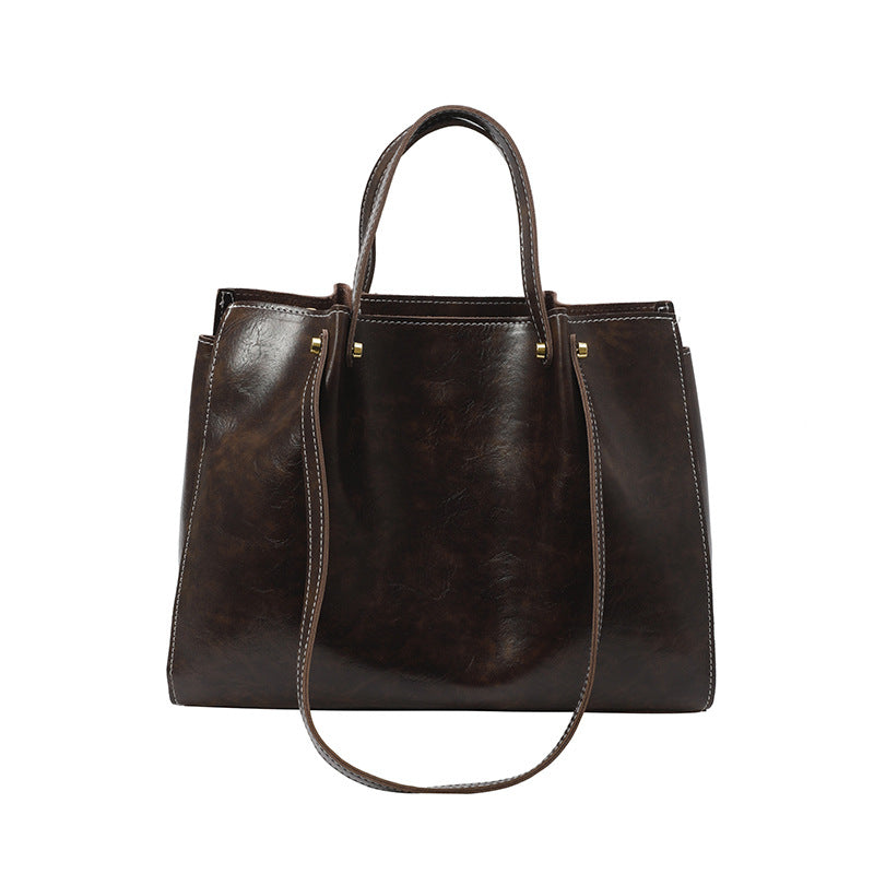 Cream Textured Women's Tote Bag with Gold Hardware
