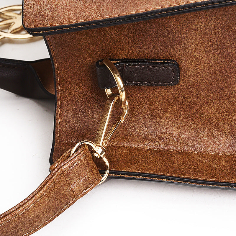 Multi-Piece Faux Leather Handbag Set Brown Star Charm
