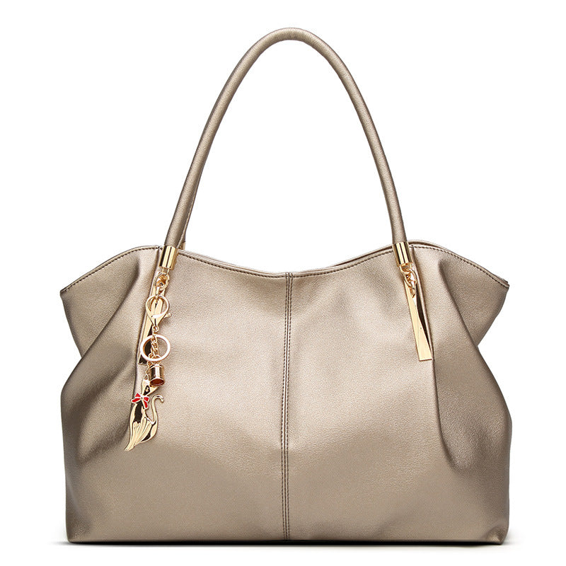 Black Shoulder Bag with Gold Hardware & Cat Charm