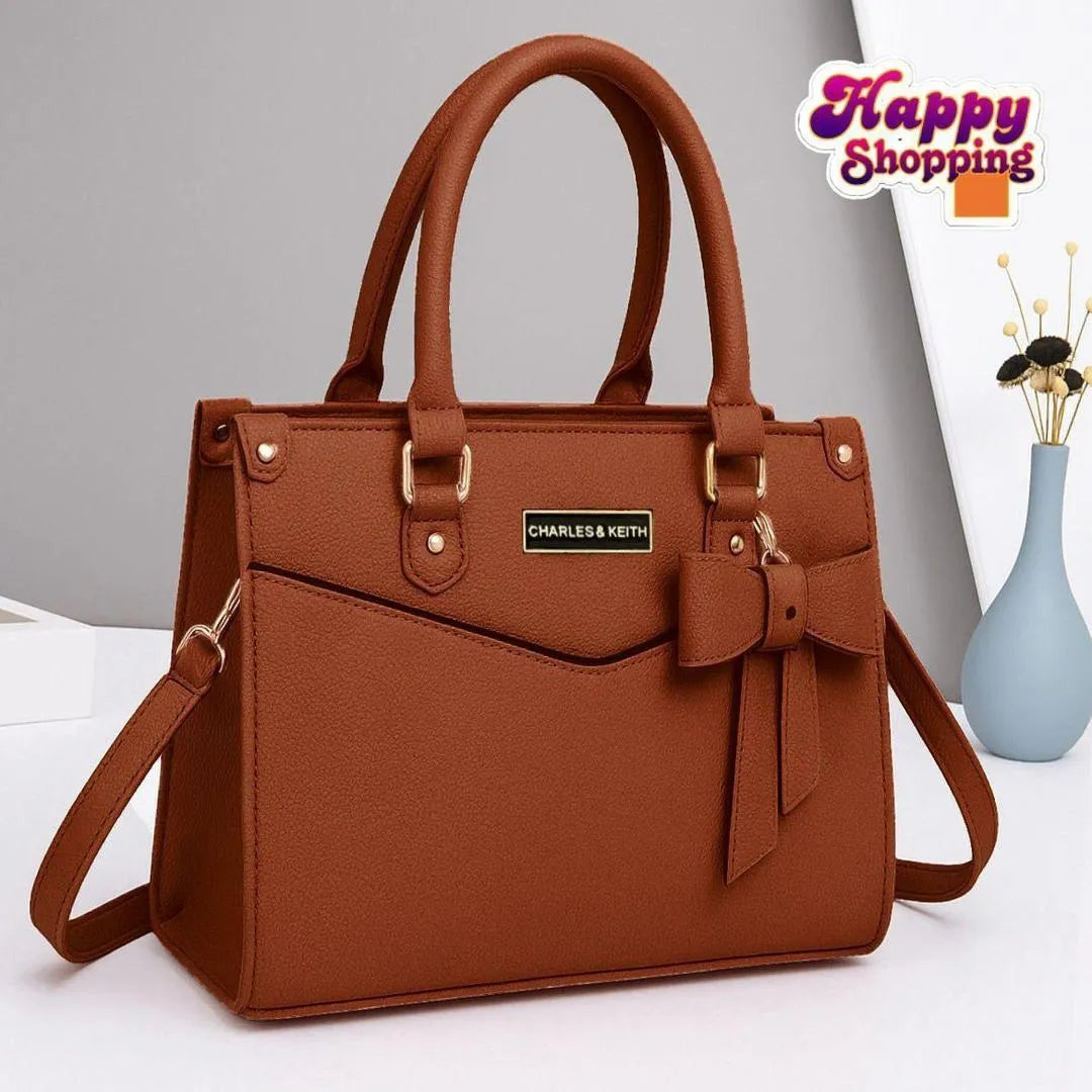 Leather Shoulder Bag 10x12" Bow Detail Women